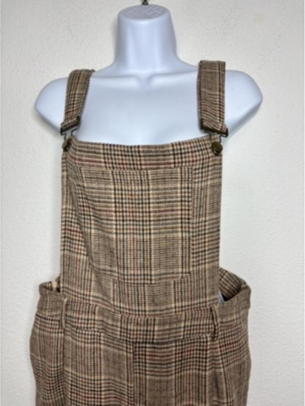 NWT Cider Sz XL Tan Plaid Wideleg Overalls, Jumpsuit, Romper (1991) - Picture 3 of 5
